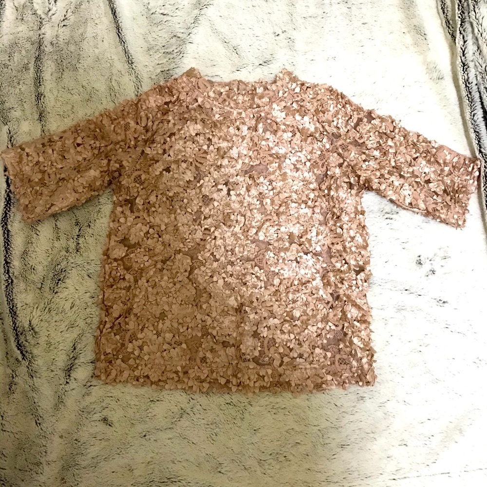 Pale pink flower appliqué Top